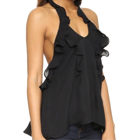 L’AGENCE SILK RUFFLE BLOUSE - Picture 2 of 5